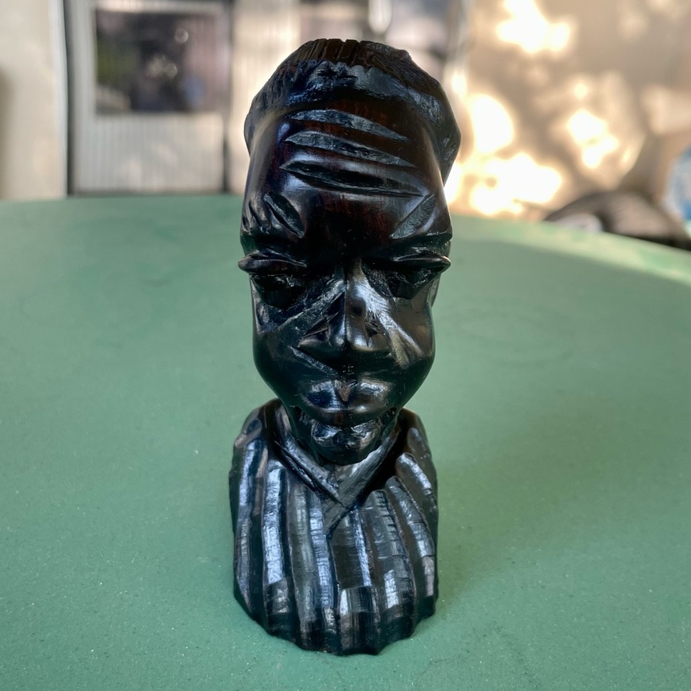 Hand Carved Wooden African Bust